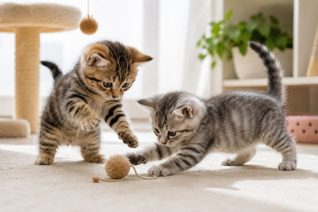 A kitten is playing.